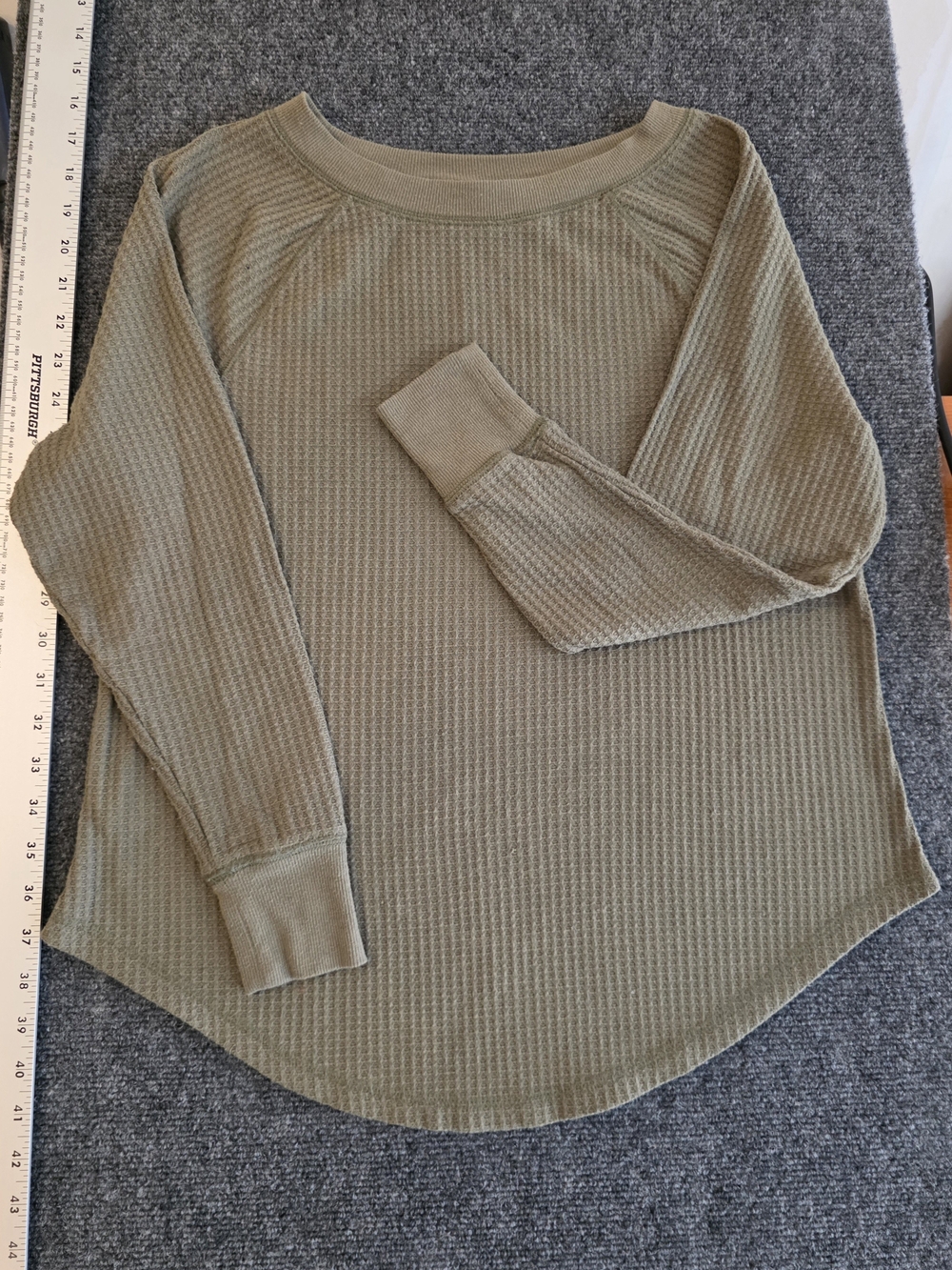LOFT Olive Waffle-Knit Scoop Neck Sweater